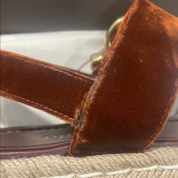 Prada Velvet Espadrille Sandals in Rust